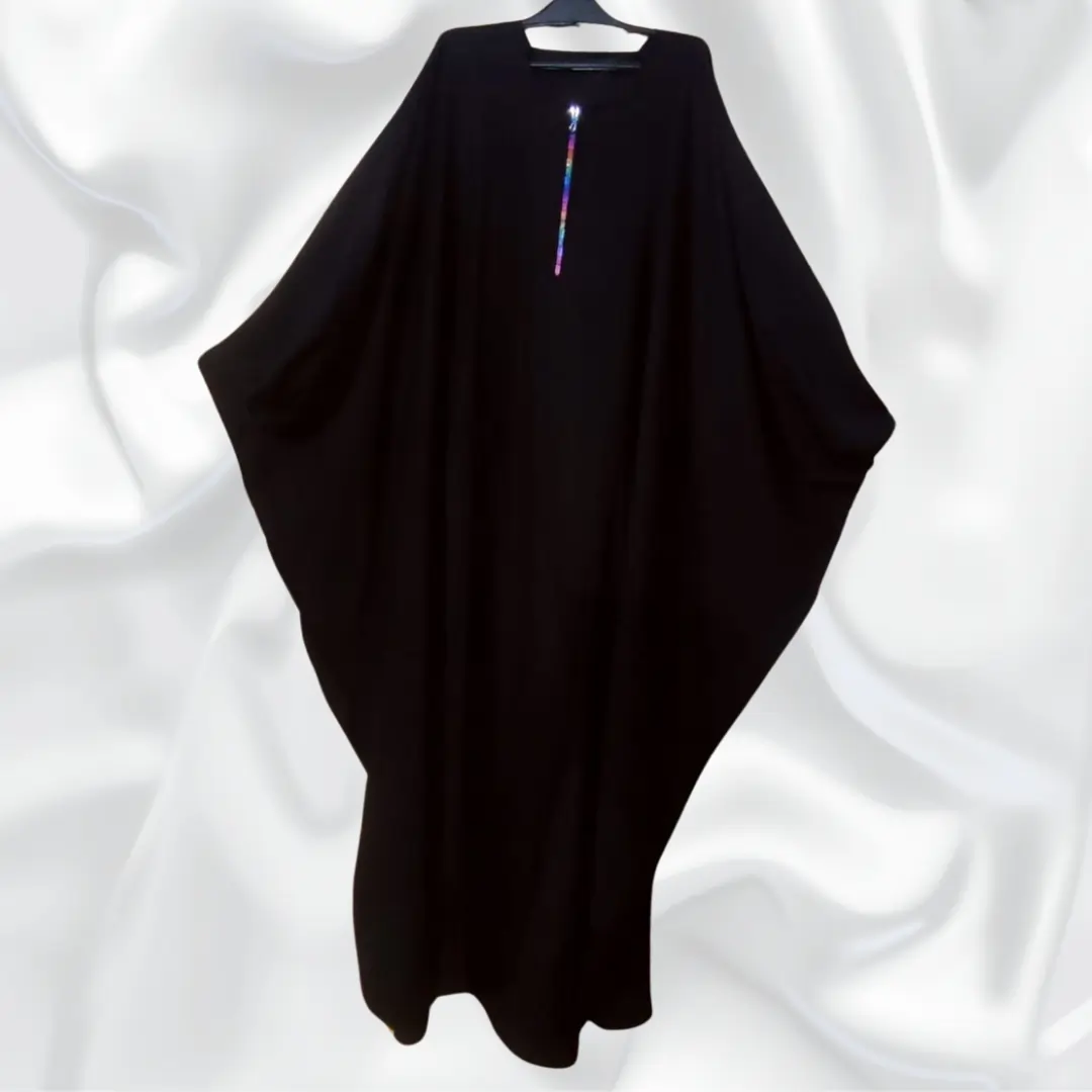 short zipper butterfly abaya